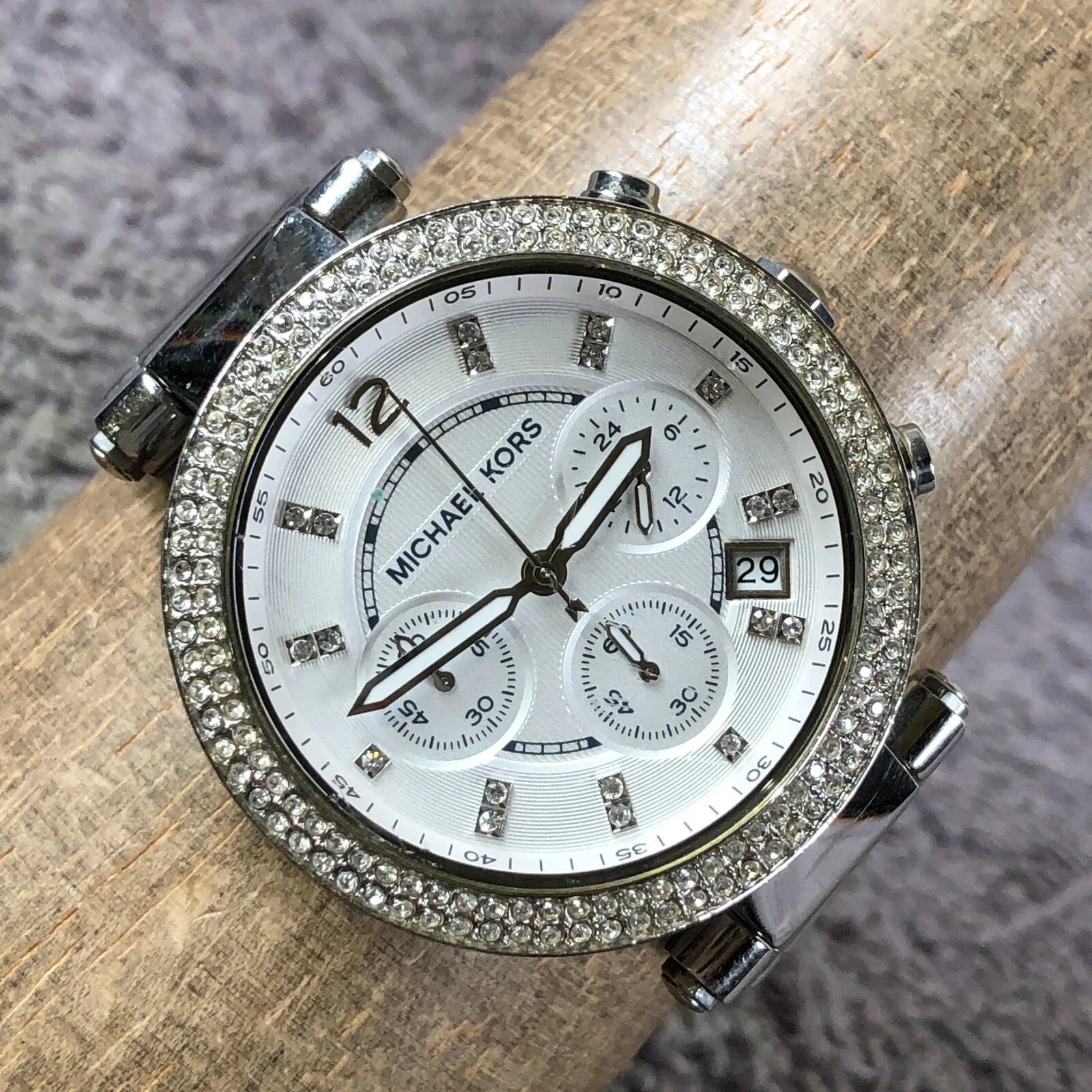 Orologio Michael Kors Parker Donna MK 5353 Pave Tono Argento Quarzo 39mm 6 3 4"