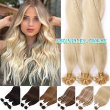 Nail U Tip 100 REAL REMY Human Hair Extensions Keratin THICK Pre Bonded Glue US