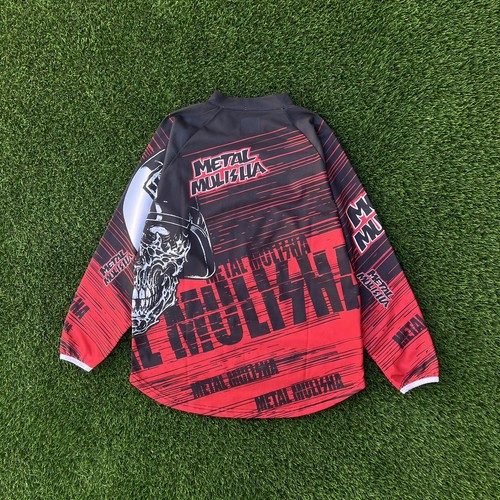 Metal Mulisha Y2k Motocross Long Sleeve Shirt Skull Helmet Red Youth Size XL - Picture 2 of 6