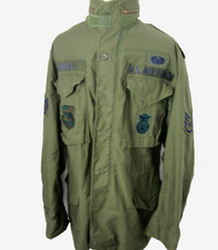 Vintage US Air Force P-7708 Field Jacket Small Long Green with Patches