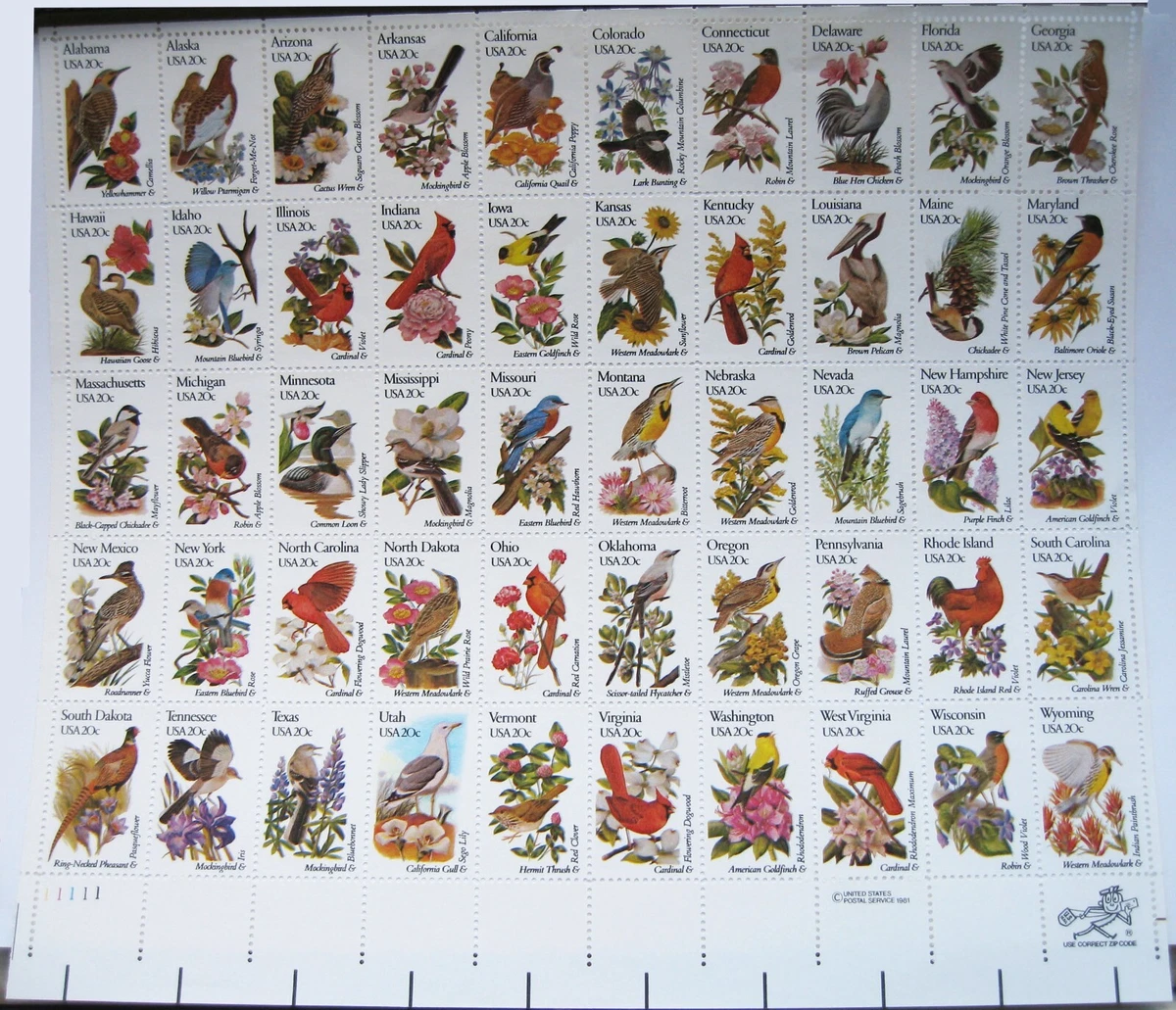 鸟类美国邮票20美分| eBay