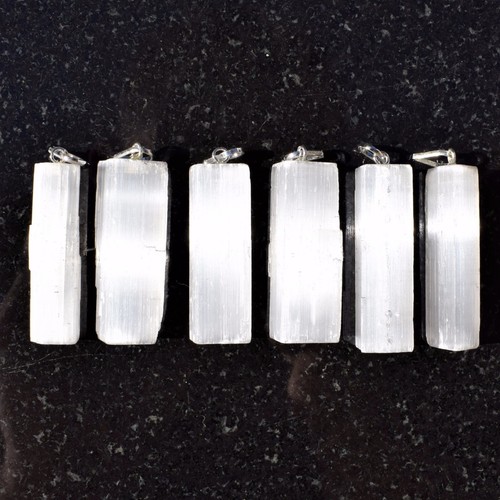 Charged Natural Moroccan Selenite Pendant + 20" Stainless Steel Chain - USA Made - Picture 10 of 10