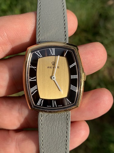 Bellissimo Orologio da Uomo Vintage Revue Placcata Carica A Mano 31x36,3 mm Made in Svizzera - Foto 12 di 12