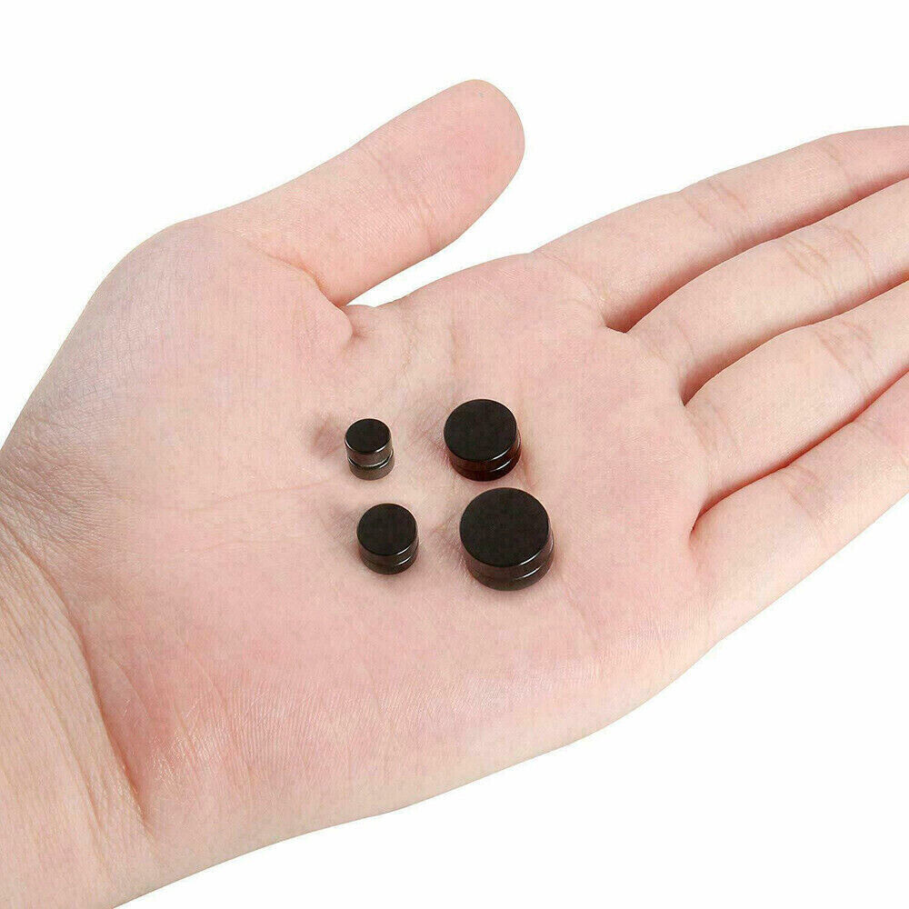 2pcs Magnetic Black Circle Stud Earrings For Men Women, Non