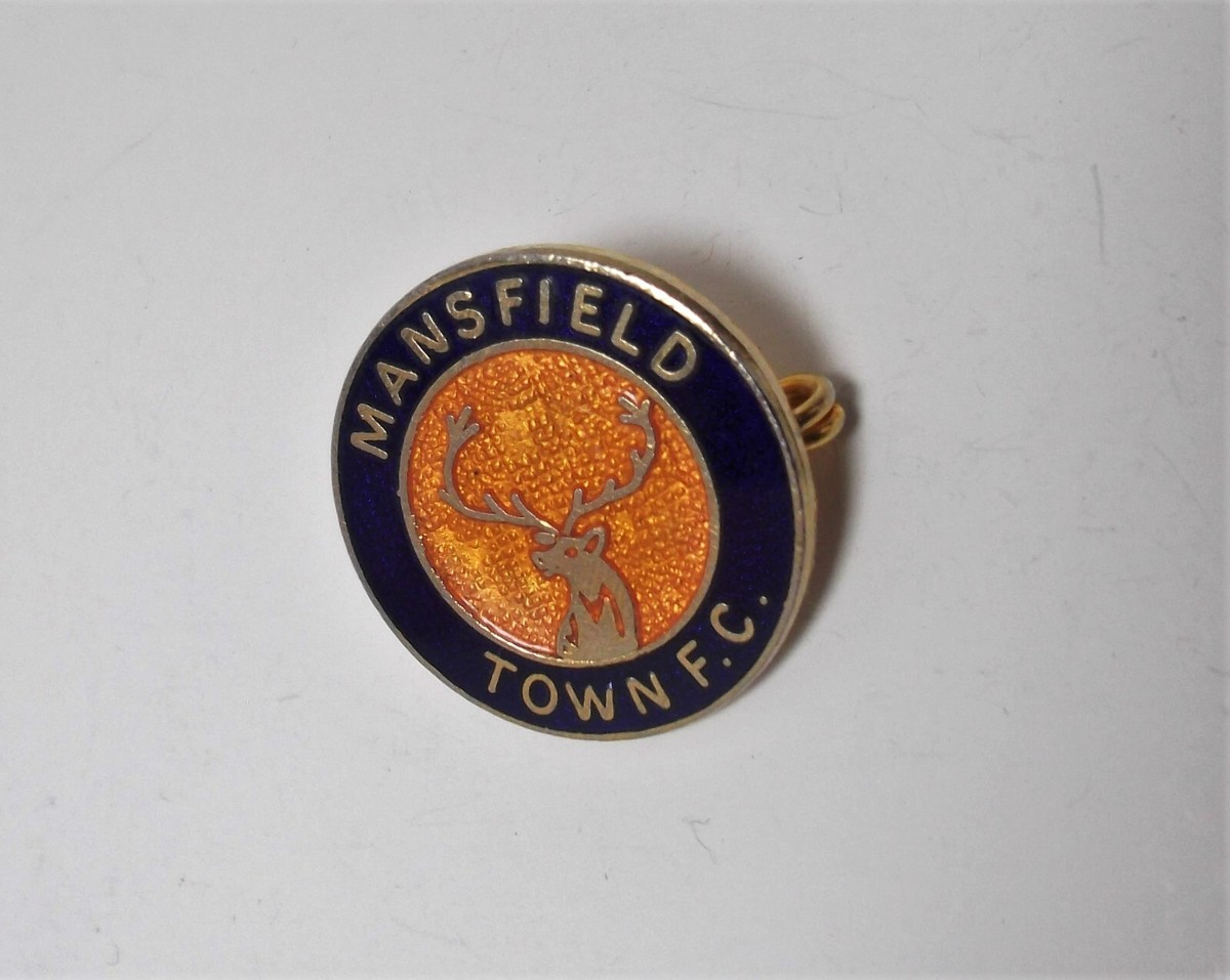 Vintage 1970S Mansfield Ville Crest Or Émail Football Insert Broche Badge