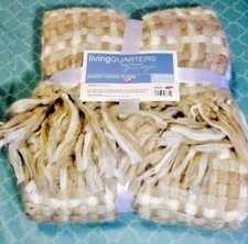 Living Quarter Basket Weave Throw 50"x60" Tan Neutral New Free Ship