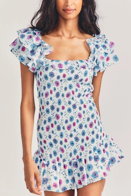 love shack fancy blue and white dress Theodore Silk-Blend Floral Maxi Dress Skylight Blue / 6
