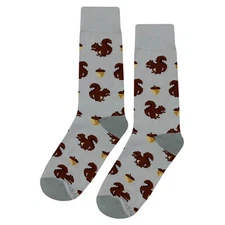 NWT Squirrel Dress Socks Novelty Men 8-12 Multicolor Crazy Fun Sockfly