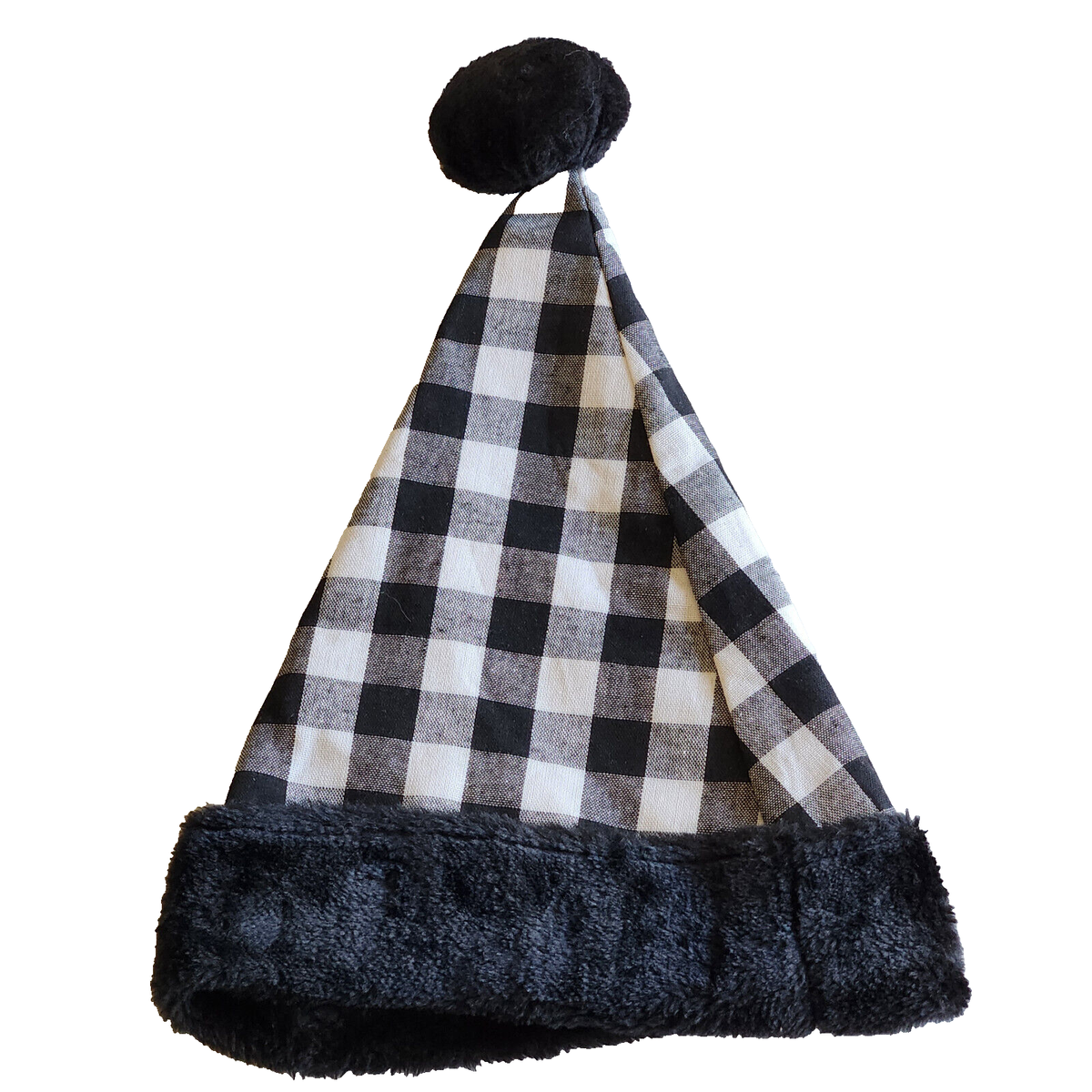 Tartan Grey Santa Hat Printed Flannel Gender-Neutral Santa Hat For