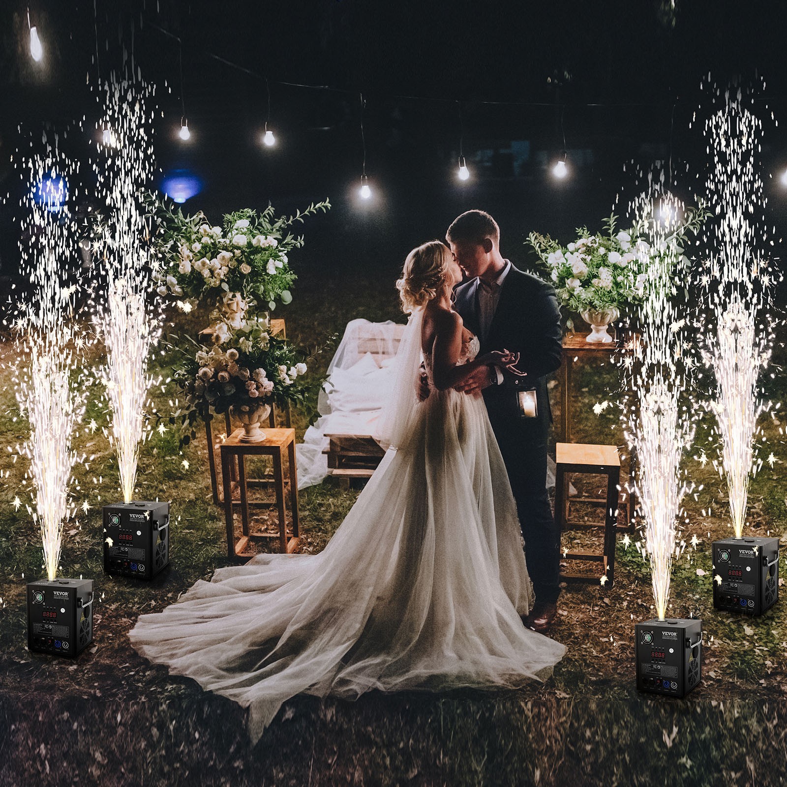 VEVOR 4PCS Cold Spark Machine 500W Stage Effect DMX Firework DJ Event Wedding