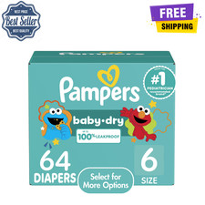 Pampers Baby Dry Diapers, Size 6, 64 Count, Disposable Diapers, 12Hr Protection