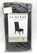 *NEW* SureFit Stretch Oxford Short Dining Chair Slipcover - Grey