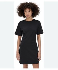 Theory Gathered Shoulder Black T-Shirt Dress in Women’s Medium