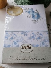 Traumhaft schöne alte Bettwäsche hellblau bestickt