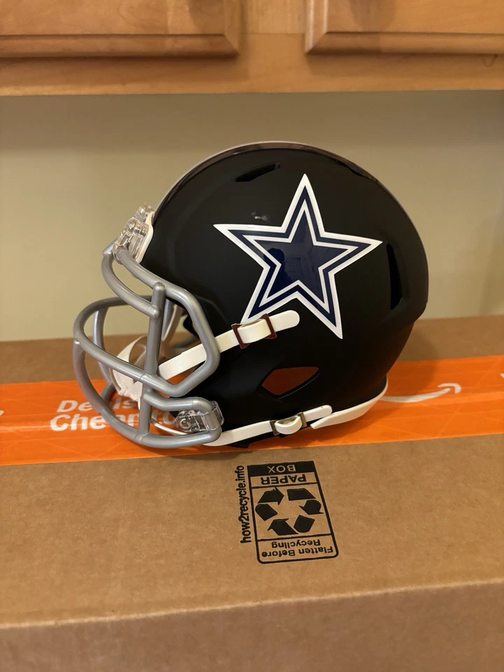 Dallas Cowboys Mini Casco de Fútbol Americano Personalizado Plano Negro Riddell Speed Foto 3 de 4