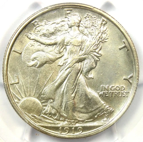 1919 Walking Liberty Half Dollar 50C. Certified PCGS AU Detail - Rare Date in AU