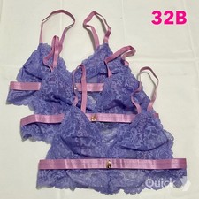 32B - NWT Purple Lace Soft Cup Wireless Bras - 3 pcs set