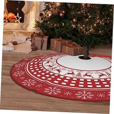 Christmas Tree Skirt Red Deer Rustic Xmas Decor 48inch Red Snowflake Reindeer