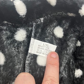 FASHION EXTRA SOFT FLEECE PAJAMAS PANTS SIZE: WOMEN L/XL - BLACK/WHITEPOLKADOTS - Picture 4 of 5