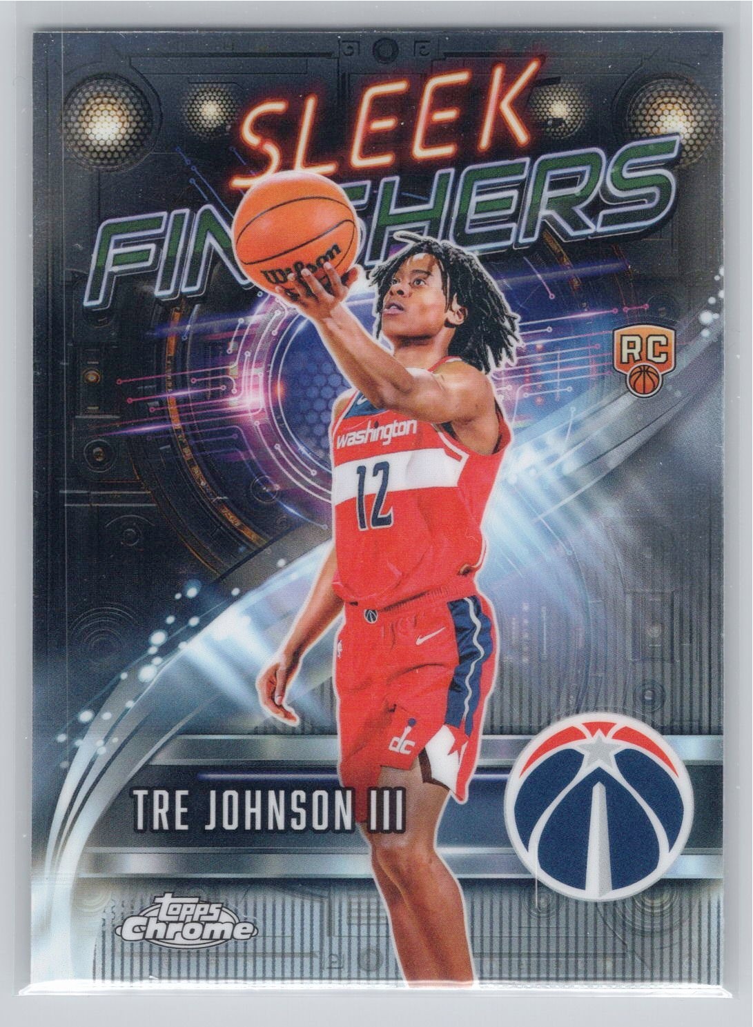 2025-26 Topps Chrome #SF-26 Tre Johnson III Sleek Finishers Wizards RC