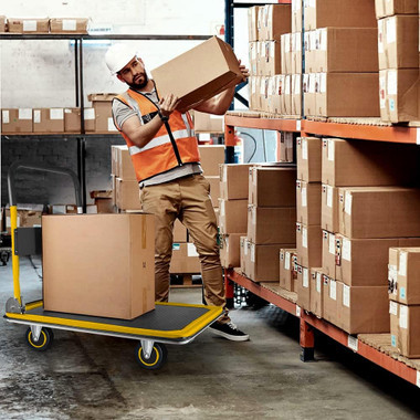 Schwerlast faltbarer Schiebewagen Dolly 660 Pfund Kapazität Pritsche Handwagen gelb - Bild 7 von 8