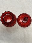 L G Wright Moon & Stars Deep Ruby Covered Butter w/ Lid Footed Skirt Compote — photo 6