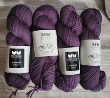West Wool Amsterdam Purple Tandem Texel Falkland Merino Wool DK Yarn Lot of 4