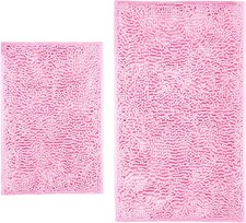 Bathroom Rugs Super Absorbent Luxury Shaggy Chenille Bath Mats Pink 17x24 20x32