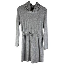 Lou & Grey LOFT Women's Sweater Dress Cowl Neck Gray Stripe Knit Size X-Small