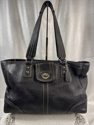 Coach Hampton Black Leather Shoulder Bag Purse