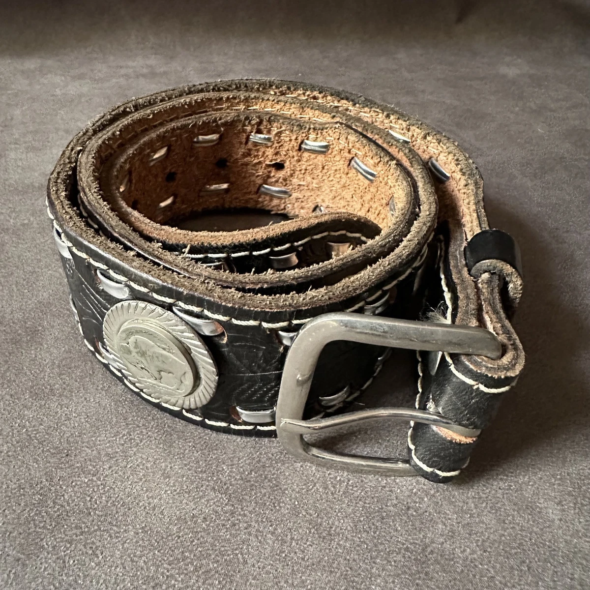 Anna Konya White Artisan Cinch Belt Star Patchwork Leather Chain Closure Vintage Special Occasion Leather Vintage Belts for sale | eBay main image 4