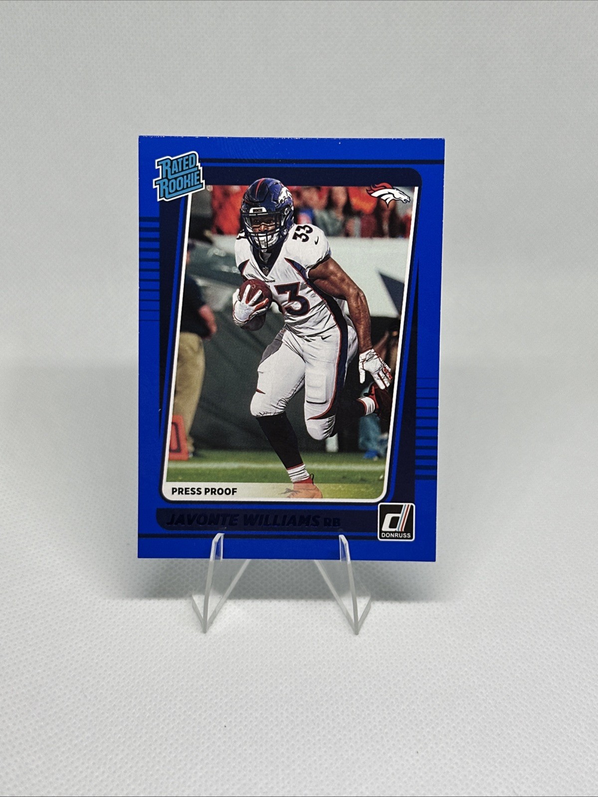 2021 Panini Donruss - Rated Rookie Javonte Williams #275 Press Proof Blue (RC)