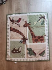 Kids Line Baby Blanket Zanzibar Alligator Giraffe Turtle Green Brown Safari #4