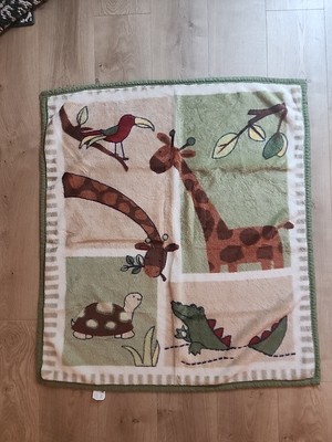 Kids Line Baby Blanket Zanzibar Alligator Giraffe Turtle Green Brown Safari #4