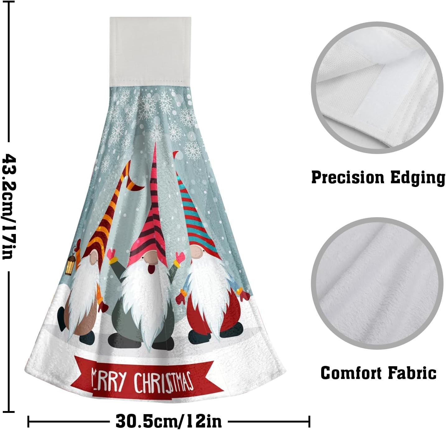Giwawa Xmas Gnome Kitchen Hanging Towel Set of 2 Merry 12x17inch, 