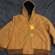 Carhartt Insulated Flannel-Lined Hooded Bomber Jacket Brown 3XL