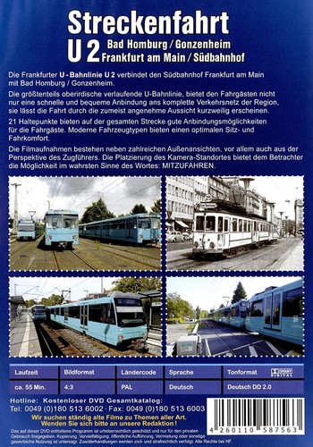 U 2 Frankfurt Streckenfahrt (DVD) Frankfurt am Main U-Bahn Stadtbahn Öpnv - 第 2/6 張圖片