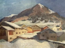Hans Vautier (1891-1979) Oil on Canvas: View of The Valais IN Swiss Montagnes