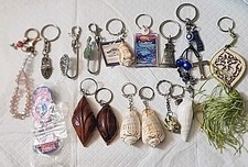 Lot of 17 Keychains Travel Souvenir Vacation Sea Shell Unique Collectible