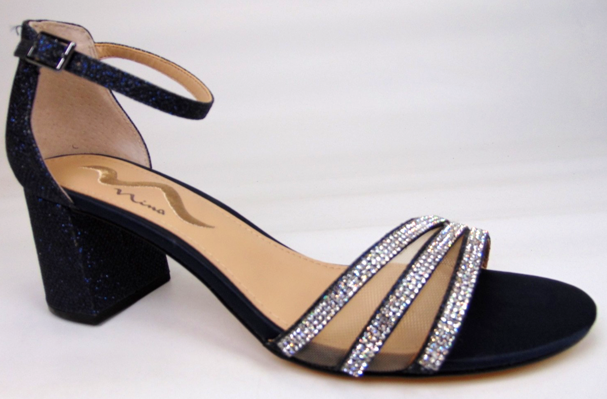 NINA Nagida Evening Heels Dress Sandals, Womens Size 9.0 M, Navy Blue  Rhinestone | eBay