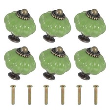 6 Packs Ceramic Knobs, Pumpkin Ceramic Cabinet Drawer Knobs, Light Green