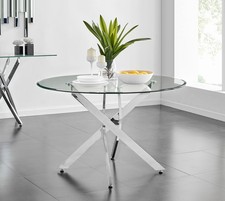 **Seconds** Novara Chrome Metal And Glass Large 120cm Round Dining Table