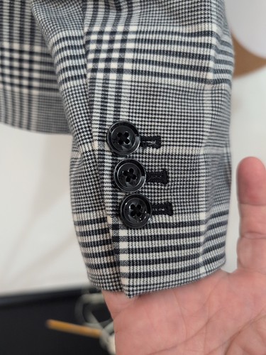Banana Republic Classic Blazer Black/White Plaid Sz 6 - Picture 8 of 9