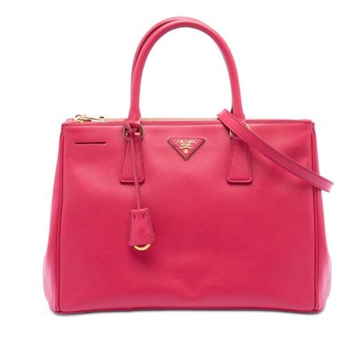 Prada Medium Saffiano Lux Galleria Double Zip Tote Pre-Loved Hot Pink