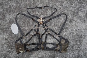 Bordelle Selene Ouvert Open Bra black gold star embroidery NWT S Small