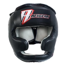 REVGEAR BOXING LEATHER TRAINING HEADGEAR w/CHEEK & CHIN PROTECTION MEDIUM BLACK