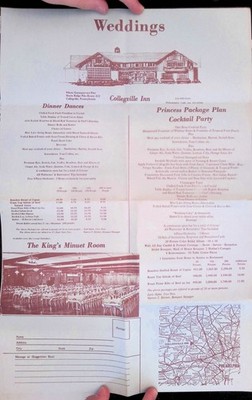 Collegeville Inn PA Brochure 1950s Banquet Menu Smorgasbord Wedding