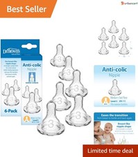 Dr. Brown's Level 3 Natural Flow Baby Bottle Nipples   Medium-Fast, 6 Pack