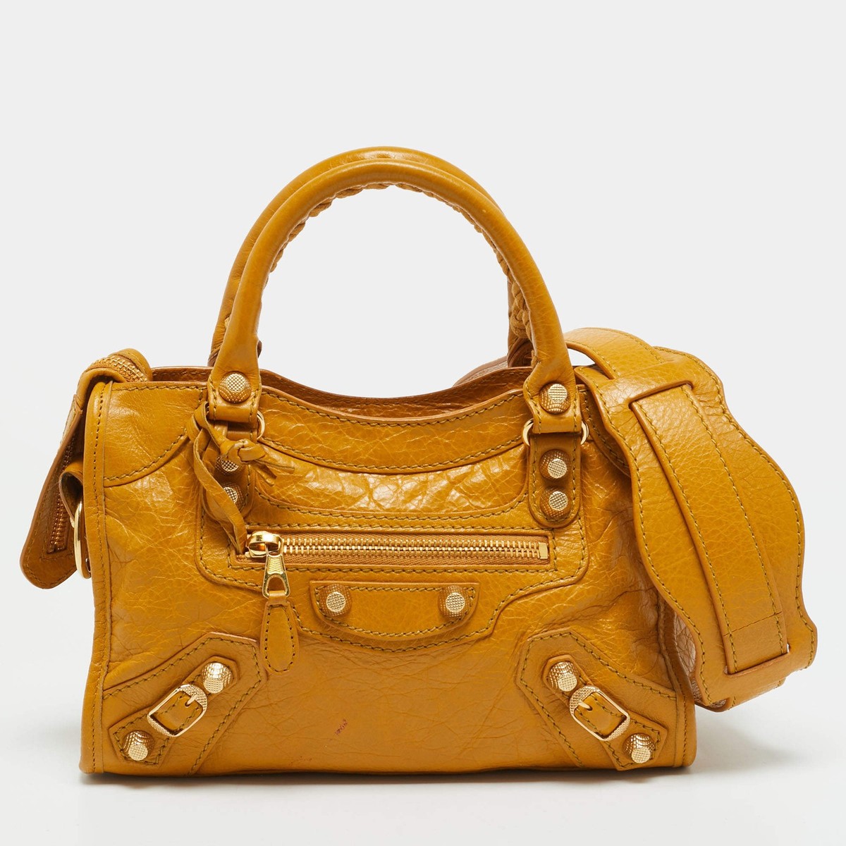 Balenciaga Mini Classic City Mustard Leather Bag | eBay