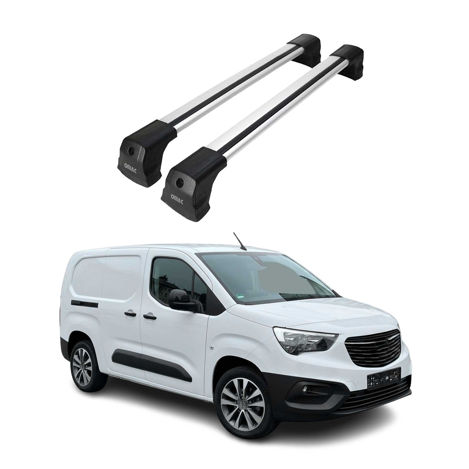 Barres de toit Opel Combo E 2019-2026 en alu profilé anti-bruit gris